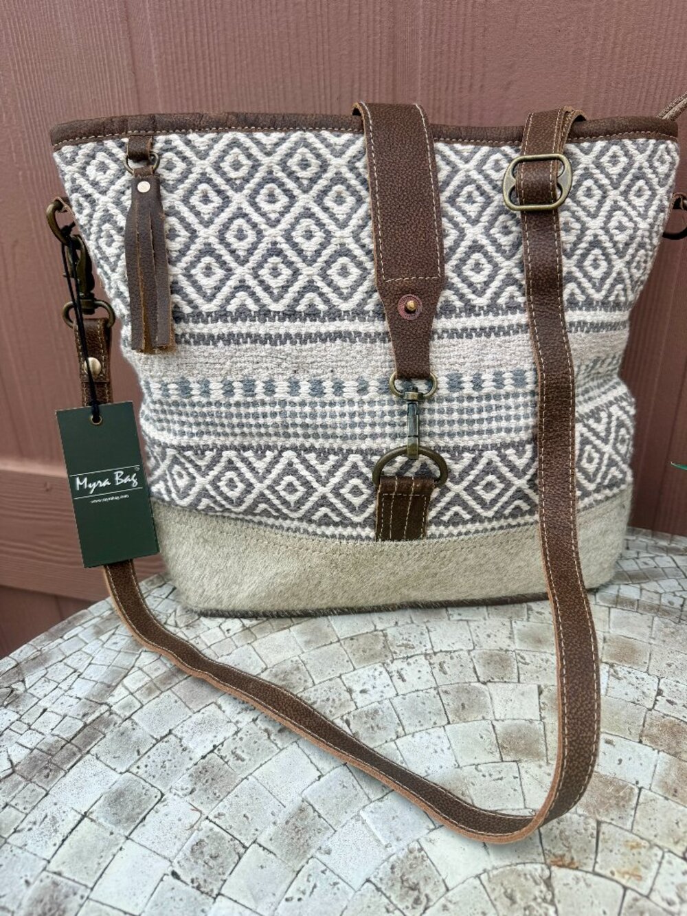 NWT Myra Bag Identity Shoulder Bag Cotton & Leather S-3065